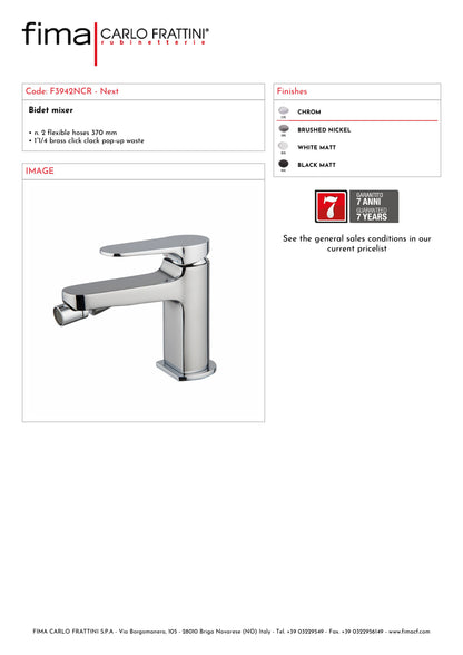 Miscelatore Monocomando Bidet Fima Carlo Frattini Serie Next