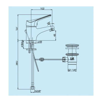 Miscelatore lavabo con piletta di scarico 1"1/4 Piralla Ariel 0RE00088A16