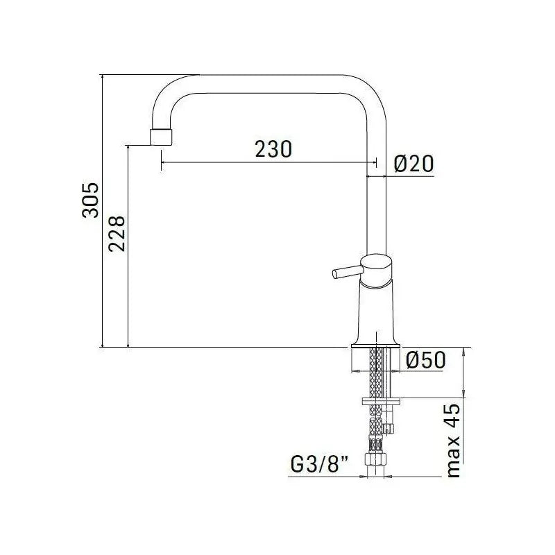 Miscelatore lavello cucina con bocca orientabile di 360° Mamoli Banana Slim 720300000001