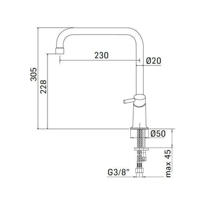 Miscelatore lavello cucina con bocca orientabile di 360° Mamoli Banana Slim 720300000001