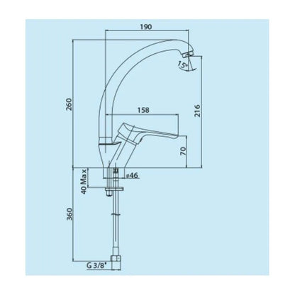 Miscelatore lavello cucina con bocca orientabile Piralla Ariel 0RE00104A16
