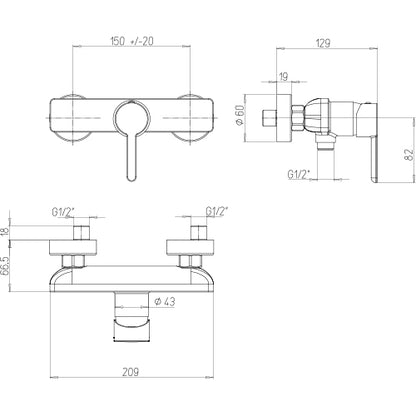 Miscelatore Jacuzzi esterno per doccia serie Sunset 0SU00028JA01